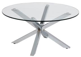 Kavos staliukas Miriam, skaidrus/chromo, 82 cm x 82 cm x 40 cm