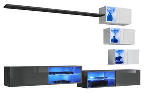 Sekcija ASM Switch XXIV, balta/grafito, 250 cm x 40 cm x 150 cm