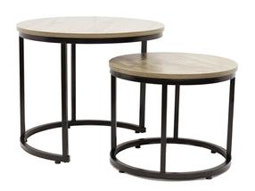 Kavos staliukų komplektas Paolo Duo, juoda/medžio, 53 cm x 53 cm x 45 cm, 2 vnt.
