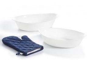 Kepimo formų rinkinys, stiklinės kepimo formos Luminarc Smart Cuisine, balta, 38 cm x 23 cm, 1.95 - 3 l