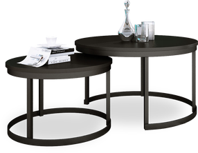 Kavos staliukų komplektas ADRK Okin, juodas, 75 cm x 75 cm x 43 cm