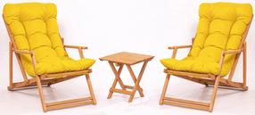 Lauko baldų komplektas Floriane Garden MY007, geltonas/medžio, 2 vietų