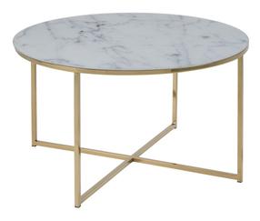 Kavos staliukas Home4you Alisma, aukso/pilkas, 80 cm x 80 cm x 45 cm