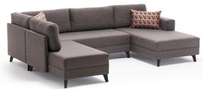 Kampinė sofa - lova Hanah Home Efsun, ruda, kairinė, 300 x 202 cm x 78 cm