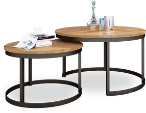 Kavos staliukų komplektas ADRK Okin, ąžuolo, 75 cm x 75 cm x 43 cm