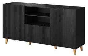 Komoda Pafos 150 2D1S, juoda, 150 cm x 40 cm x 82 cm