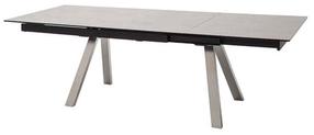 Valgomojo stalas išskleidžiamas MC Akcent Tobago, nerūdijančiojo plieno/šviesiai pilka, 180 - 260 cm x 95 cm x 77 cm