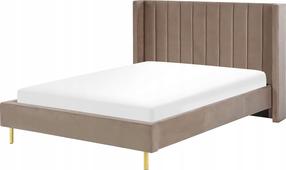 Lova pusantros vietos Beliani Villette, 140 x 200 cm, rusvai pilki, be čiužinio, su grotelėmis