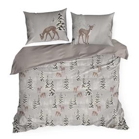 Kalėdinis patalynės užvalkalų komplektas PTR-09, pilka/ruda/smėlio, 200 x 220 cm