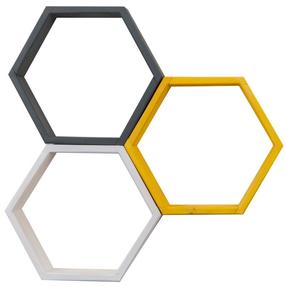 Sieninė lentyna Kalune Design Elfo 495SSE1135, antracito/balta/geltona, 58 cm x 9 cm x 38 cm