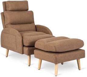 Krėslas su kojų atrama Henry, rudas, 85 cm x 66 cm x 100 cm