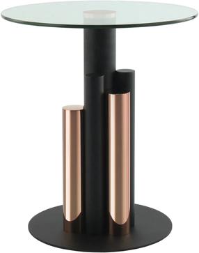 Kavos staliukas Kayoom Ontario 225, skaidrus/aukso/rožinis, 46 cm x 46 cm x 50 cm