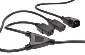 Kabelis Digitus AK-440400-017-S IEC C14 male, 2x C13 female, 1.7 m, juoda
