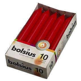 Žvakių rinkinys, kūginė Bolsius Red, 5 h, 10 vnt., Raudona