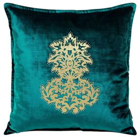 Dekoratyvinės pagalvėlės užvalkalas Royal JWG-03, aukso/tamsi turkio, 45 cm x 45 cm