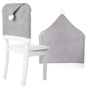 Kalėdinė kėdės dekoracija Santa's Hat, 60 cm x 50 cm, balta/pilka