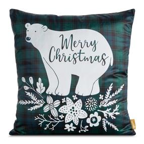 Kalėdinis dekoratyvinės pagalvėlės užvalkalas PSWA-174, balta/žalia, 60 cm x 60 cm