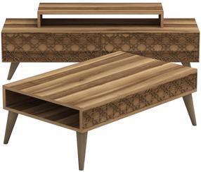 Svetainės baldų komplektas Kalune Design City, vidaus, riešuto/tamsiai ruda