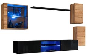 Svetainės baldų komplektas ASM Switch XXIII, vidaus, ąžuolo/juoda