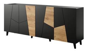 Komoda Cama Meble Etna, ąžuolo/juoda, 200 cm x 42 cm x 82 cm