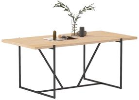 Stalas Home4you Cindy, ąžuolo/juoda, 180 cm x 90 cm x 75 cm