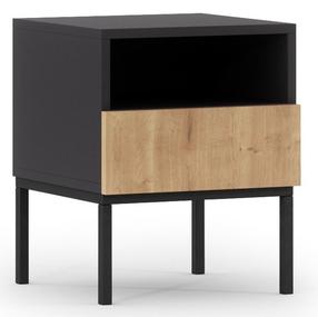Naktinis staliukas Lanzzi SF-LAN-A-STN40, ąžuolo/juoda, 40 cm x 40 cm x 50 cm