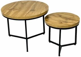 Kavos staliukų komplektas Leif, rudas/juodas, 40 - 60 cm x 60 cm x 39 - 47 cm, 2 vnt.