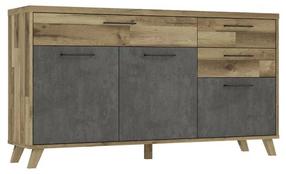 Komoda Forte Ricciano RCQK233-C746, ąžuolo/tamsiai pilka, 41.5 cm x 174.2 cm x 94.7 cm