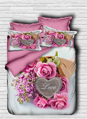 Patalynės užvalkalų komplektas Mijolnir 178PRL1207, baltas/rožinis/pilkas, 200 x 220 cm