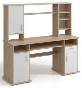 Rašomasis stalas su spintele Vigo, ąžuolo/balta
