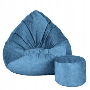 Sėdmaišis su pufu Sako Mega Premium Terra Velour XXL, mėlynas