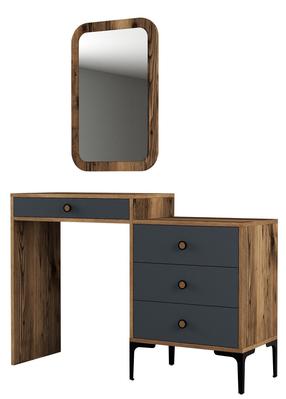 Kosmetinis staliukas Kalune Design Lizbon 543, antracito/riešuto, 40 cm x 124 cm x 84.7 cm, su veidrodžiu