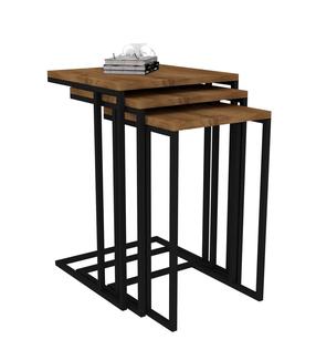 Žurnalinis staliukas Kalune Design Pino, rudas/juodas, 38 - 40 cm x 40 cm x 52 - 60 cm