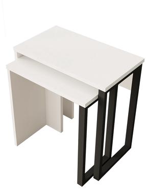Konsolinių staliukų rinkinys Kalune Design, balta/juoda, 24.5 - 29.5 cm x 51 cm x 47.8 - 52.8 cm, 2 vnt.