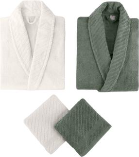 Chalatų rinkinys Foutastic Family Set 1060A-047-1, balta/žalia, Universalus