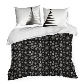 Kalėdinis patalynės užvalkalų komplektas Isla PTT-06, balta/juoda, 160 x 200 cm