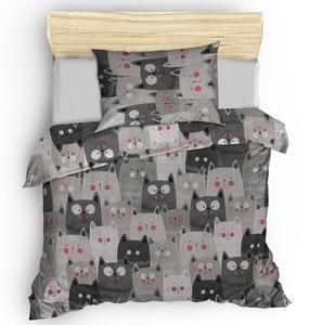 Vaikiškas patalynės užvalkalų komplektas Mijolnir 143EPJ1787, balta/juoda/pilka, 160 x 220 cm