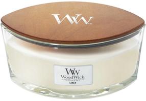 Žvakė, aromatinė WoodWick Linen 76135E, 40 h, 453.6 g, Balta