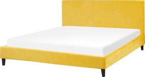 Lova dvigulė Beliani Fitou, 160 x 200 cm, geltona, be čiužinio, su grotelėmis