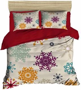 Kalėdinis patalynės užvalkalų komplektas Mijolnir 178PRL1311, mėlynas/baltas/raudonas, 160 x 220 cm