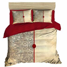 Kalėdinis patalynės užvalkalų komplektas Mijolnir 178PRL2116, pilka/raudona/smėlio, 200 x 220 cm