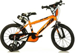 Vaikiškas dviratukas su papildomais ratukais, miesto Dino Bikes R88, oranžinis, 14"