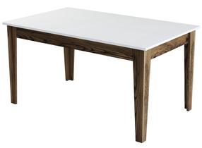 Stalas Kalune Design Milan 514, balta/riešuto/tamsiai ruda, 88 cm x 145 cm x 75 cm