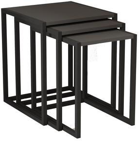 Kavos staliukų komplektas Kalune Design Tali, antracito/juoda, 34 - 44 cm x 45 cm x 46 - 52 cm, 3 vnt.
