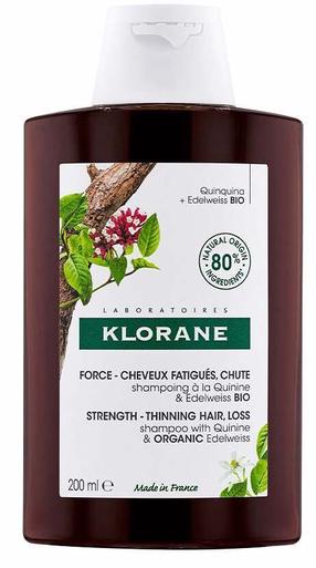 Šampūnas Klorane Organic Quinine & Edelweiss Strength, 200 ml