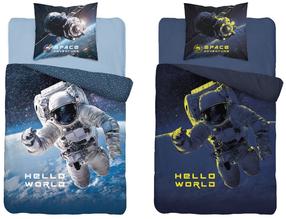 Patalynės užvalkalų komplektas Detexpol Glow In The Dark Astronaut PPE-69, balta/pilka/tamsiai mėlyna, 160 x 200 cm