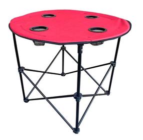 Stovyklavimo stalas Mirpol, juodas/raudonas, 72 cm x 72 cm x 60 cm