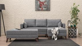 Kampinė sofa - lova Hanah Home Bella, pilka, dešininė, 140 x 205 cm x 85 cm
