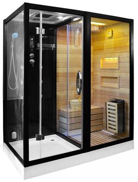 Dušo kabina su sauna Amue Trio AMO-1752B TRIO, masažinė, kvadratinė, 180 cm x 110 cm x 223 cm