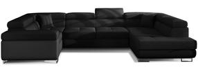 Kampinė sofa Letto Sawana 14, Soft 11, juoda, dešininė, 202 x 340 cm x 90 cm